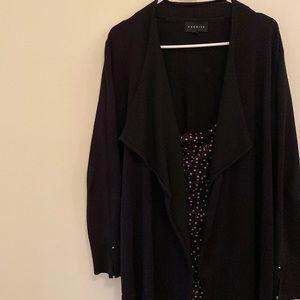 90s : Long black sweater with gold accents